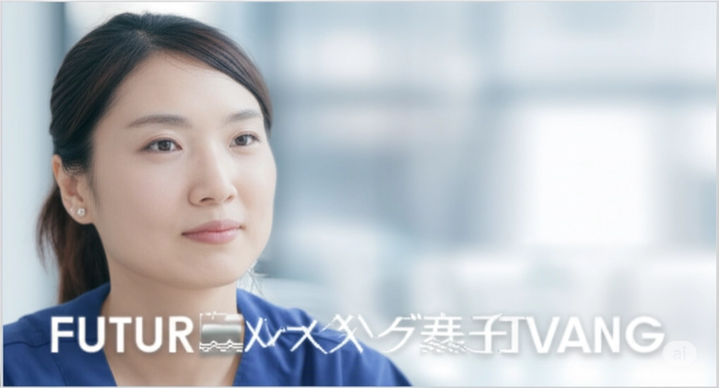 国民皆保険制度の未来を考えるアジア人女性。信頼性のある情報が国民の健康を守ることを示唆しています。